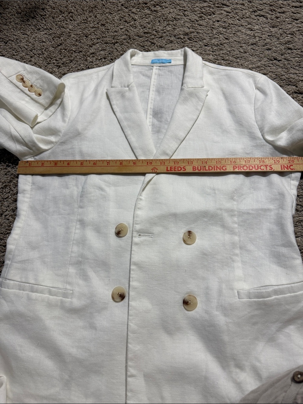 J. McLaughlin White Linen Blend Double Breasted Blazer Jacket NWOT Size 12 - Picture 6 of 11